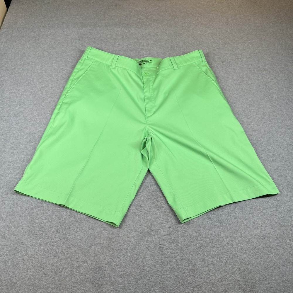 Nike Dri-Fit Tour UV Performance Shorts‎ Mens 35 Bright Green Flat Front Pockets